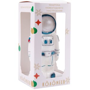 Стеклянная елочная игрушка Космонавт 12 см, подвеска Коломеев фото 2
