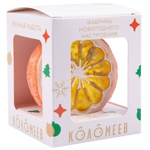 Стеклянная елочная игрушка Апельсин 8 см, подвеска Коломеев фото 3