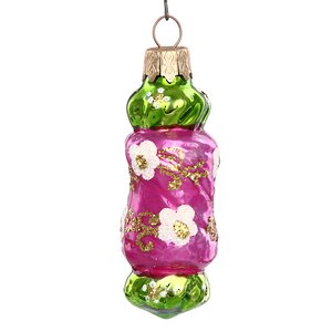 Стеклянная елочная игрушка Конфета 7 см розовая, подвеска Коломеев фото 1