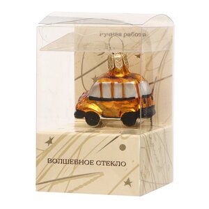 Стеклянная елочная игрушка Автобус 4 см, подвеска Коломеев фото 3