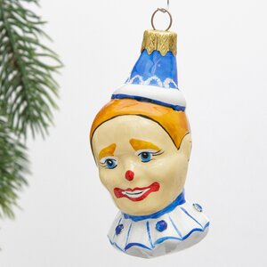 Стеклянная елочная игрушка Клоун Гаврош 8 см, подвеска Коломеев фото 1