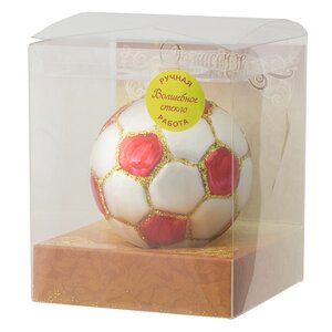 Стеклянная елочная игрушка Футбольный мяч - Red Edition 7 см, подвеска Коломеев фото 2