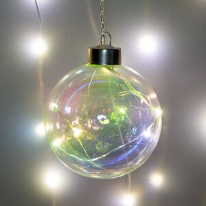 Декоративный подвесной светильник Шар Инграм 12 см, 10 теплых белых LED ламп, на батарейках, стекло Peha фото 5