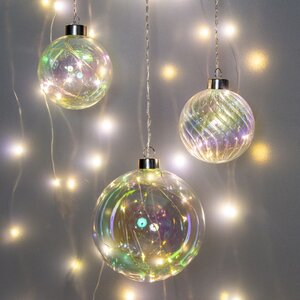 Декоративный подвесной светильник Шар Бергман 10 см, 10 разноцветных LED ламп, на батарейках, стекло Peha фото 2