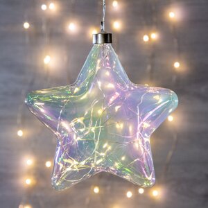 Подвесной светильник Звезда Адалин 18 см, 15 теплых белых LED ламп, на батарейках, стекло Peha фото 4