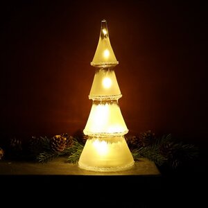Новогодний светильник Елочка Люкке 23 см, 10 тёплых белых LED ламп, на батарейках, стекло Peha фото 5