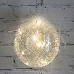 Подвесной светильник Шар Жирардо 12 см, 10 теплых белых LED ламп, стекло, на батарейках Peha фото 4
