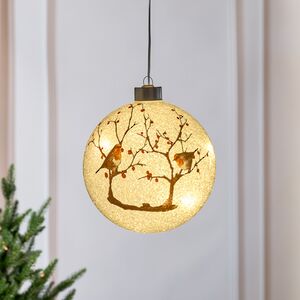 Светящийся елочный шар Рябиновые радости 12 см, 10 LED ламп, на батарейках Peha фото 4