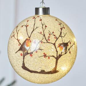 Светящийся елочный шар Рябиновые радости 12 см, 10 LED ламп, на батарейках Peha фото 2