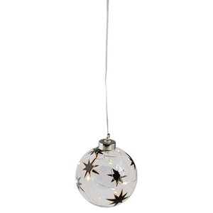 Светящийся елочный шар Ivory Star 10 см, 10 теплых белых LED ламп, на батарейках Peha фото 2