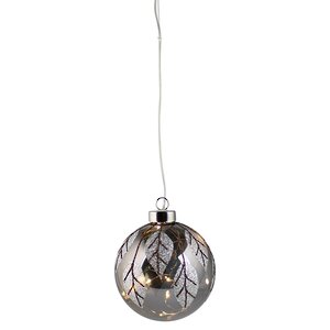 Светящийся елочный шар Smoke Leaf 10 см, 10 теплых белых LED ламп, на батарейках Peha фото 2