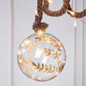 Декоративный подвесной светильник Шар Gold Leaf 14 см, 15 теплых белых LED ламп, на батарейках Peha фото 1