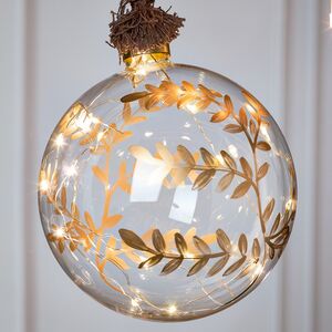 Декоративный подвесной светильник Шар Gold Leaf 14 см, 15 теплых белых LED ламп, на батарейках Peha фото 2