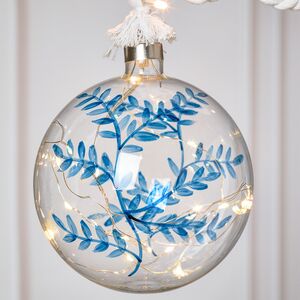 Декоративный подвесной светильник Шар Ice Leaf 14 см, 15 теплых белых LED ламп, на батарейках Peha фото 2