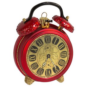 Стеклянная елочная игрушка Ретро Часы 12 см красные, подвеска Holiday Classics фото 1