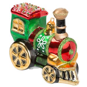 Стеклянная елочная игрушка Паровозик из Ромашково 10 см, подвеска Holiday Classics фото 1