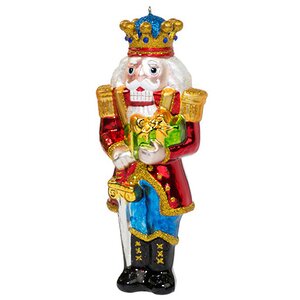 Стеклянная елочная игрушка Принц - Щелкунчик в красном мундире 15 см, подвеска Holiday Classics фото 1