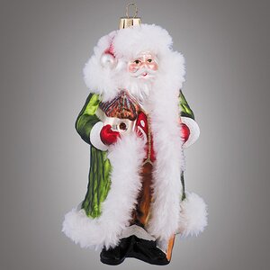 Стеклянная елочная игрушка Дед Мороз со скворечником 14 см, подвеска Holiday Classics фото 1