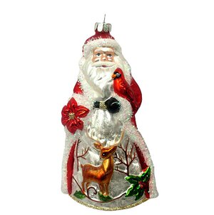Стеклянная елочная игрушка Лесной Дед Мороз 14 см, подвеска Holiday Classics фото 1