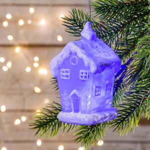 Светящаяся елочная игрушка Коттедж на батарейке 6*6*10 см, подвеска Snowhouse фото 2
