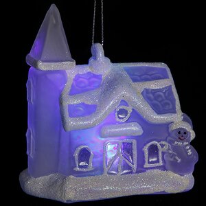 Светящаяся елочная игрушка Домик с Башней на батарейке 10*7*11 см, подвеска Snowhouse фото 3