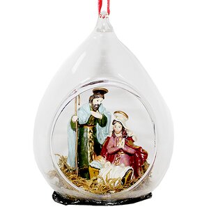 Стеклянный шар с композицией Рождество 8*7*11 см, подвеска Forest Market фото 1