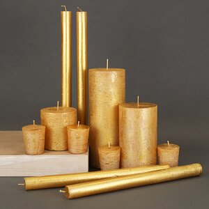 Декоративная свеча Металлик Гранд 180*68 мм золотая Kaemingk фото 3