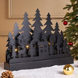 Новогодний светильник Ночь в лесах Тёнсберга 30*23 см, 10 теплых белых LED, на батарейках Koopman фото 3