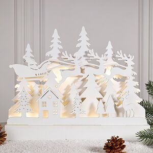 Новогодний светильник Санта в зимнем лесу 29*24 см, на батарейках Koopman фото 1