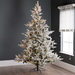 Искусственная елка с огоньками Грандис 210 см заснеженная, 550 теплых белых ламп, контроллер, ЛИТАЯ + ПВХ