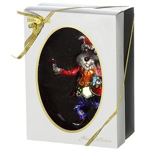 Стеклянная елочная игрушка Собака Ризеншнауцер - Франт в красном сюртуке с бокалом 15 см, подвеска Holiday Classics фото 2