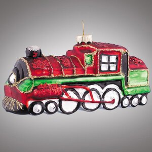 Стеклянная елочная игрушка Паровозик Праздничный 12 см, подвеска Holiday Classics фото 1