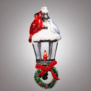 Стеклянная елочная игрушка Фонарь с птицами 14 см, подвеска Holiday Classics фото 1