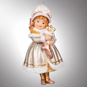 Елочная игрушка Дети с подарками на Рождество - девочка 12 см, подвеска Holiday Classics фото 1