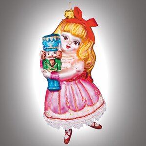 Стеклянная елочная игрушка Клара с Щелкунчиком 15 см, подвеска Holiday Classics фото 1