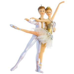 Елочная игрушка Балетная пара Па-Де-Де - Батман 15 см в бежевом, подвеска Holiday Classics фото 1
