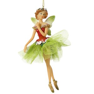Елочная игрушка Фея - балерина в салатовой пачке 16 см, подвеска Holiday Classics фото 1