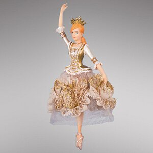 Елочная игрушка Балерина Принцесса на горошине с поднятой рукой 16 см, подвеска Holiday Classics фото 1