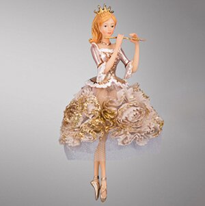 Елочная игрушка Балерина Принцесса на горошине с дудочкой 16 см, подвеска Holiday Classics фото 1