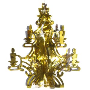 Фигура из фольги Елочка Ажурная 31 см золотая с серебряным