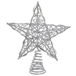 Звезда на елку Кружевная 15 см серебряная