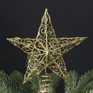 Звезда на елку Кружевная 15 см золотая Kurts Adler фото 2