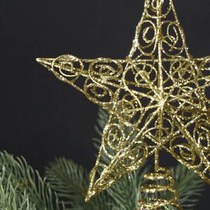 Звезда на елку Кружевная 15 см золотая Kurts Adler фото 3
