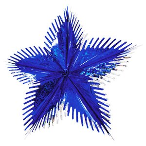 Звезда из фольги Полярная 40 см синяя голографическая с серебряным