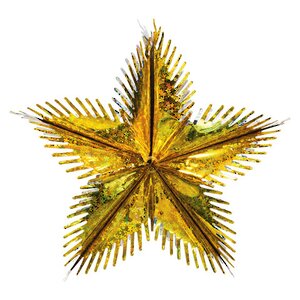 Звезда из фольги Полярная 40 см золотая голографическая с серебряным