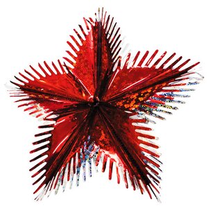 Звезда из фольги Полярная 40 см красная голографическая с серебряным