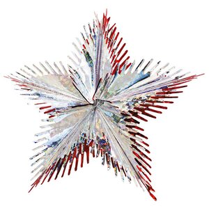 Звезда из фольги Полярная 40 см серебряная голографическая с красным