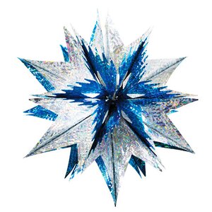 Звезда из фольги Объемная 40 см серебряная голографическая с синим Holiday Classics фото 1