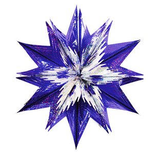 Звезда из фольги Объемная 40 см фиолетовая голографическая с серебяным