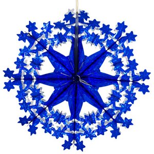 Снежинка из фольги Лучистая 40 см синяя с серебром голографическим